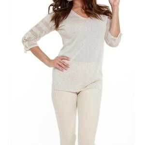 NEW ANGEL linen v-neck top in sand